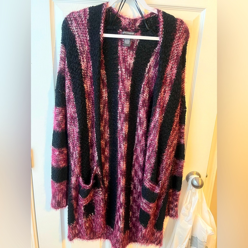Cozy Striped Pink and Black Sweater